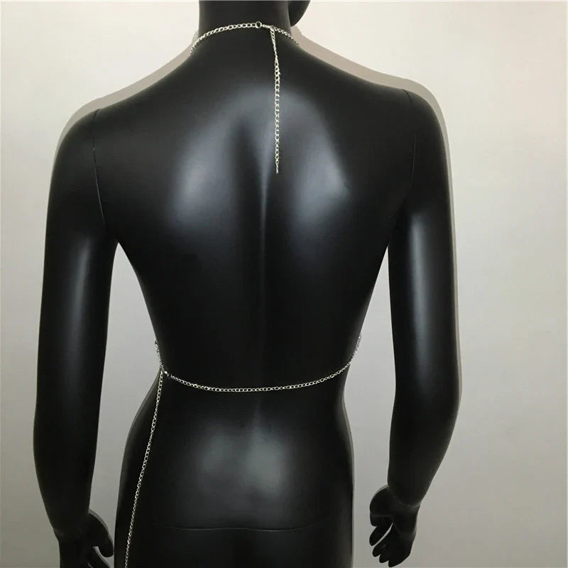 Fashion Summer Backless Tank Top Women Shiny Rhinestone Metal Sequins Halter Neck Camisole Rave Festival Party Crop Tops