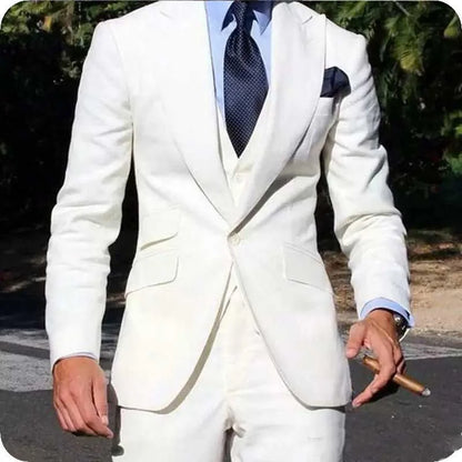 Classy Wedding Tuxedos Suits Slim Fit Bridegroom For Men 3 Pieces Groomsmen Suit Male Cheap Formal Business  (Jacket+Vest+Pants