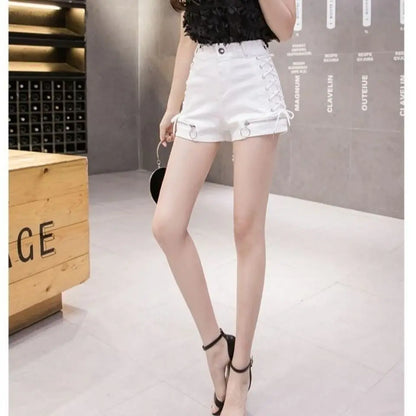 Women Designer Shorts Bandage Zipper Sexy Hot Girls Club-wear Harajuku Slender Denim Hipster Teenagers Summer Popular All-match