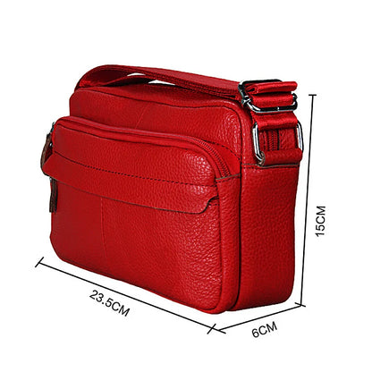 Genuine Cow Leather Casual Women Handbags Korean Single Zipper Solid Messenger Bags Soft Phone Pocket Crossbody Female Box Bag