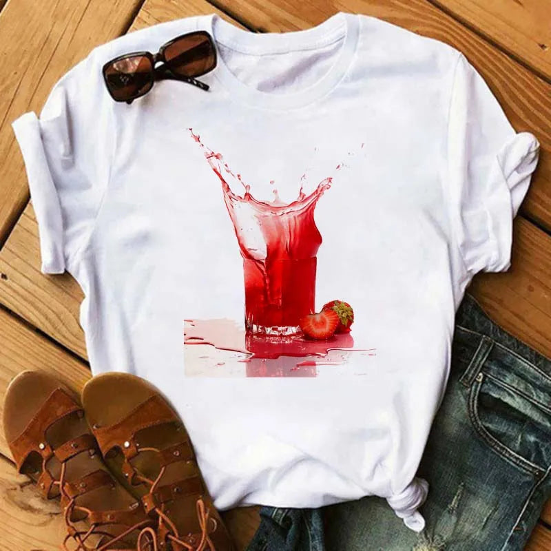 Funny Fruits T Shirt Women Fashion Kawaii Banana Print White T-shirt Harajuku TShirt Short Sleeves Tops Tee Shirt Femme T Shirts