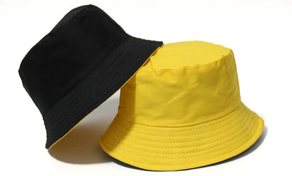 Black Solid Dots Bucket Hat Two Side Wear Unisex Simple Bob Caps Hip Hop Gorros Men