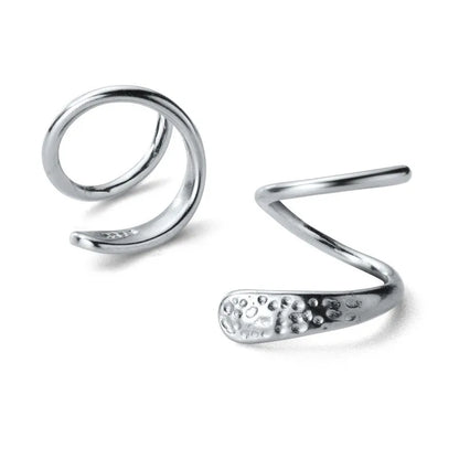 Genuine 925 Sterling Silver Jewelry Personality Minimalist Spiral Snakelike Ear Bones Ear Buckle Stud Earrings for Women