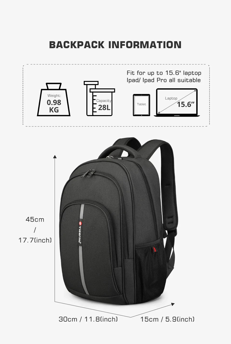 Large Capacity Backpack 15.6inch Laptop Backpack Anti Theft Men Backpack College Schoolbag Travel Backpack Bag For Men