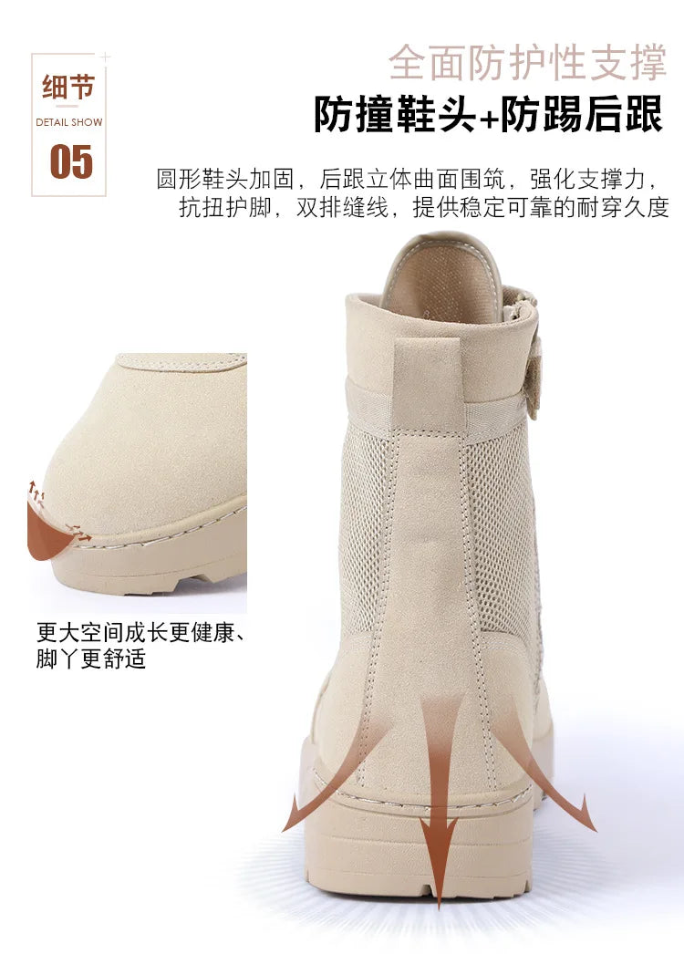 Men Breathable Mesh Tactical Boots Men Boots Outdoor Lightweight Hiking Shoes New Desert Combat Boots Work Men Shoes