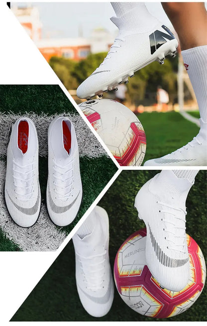 New Futstal FG/TF Orange Soccer Boots For Men High Top Men Soccer Cleats Football Trainers Men Sport Shoes zapatillas de futbol