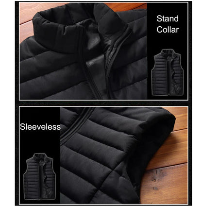 Men' Sleeveless Vest Jackets Winter Fashion Male Cotton-Padded Vest Coats Men Stand Collar Warm Waistcoats Clothing 5XL