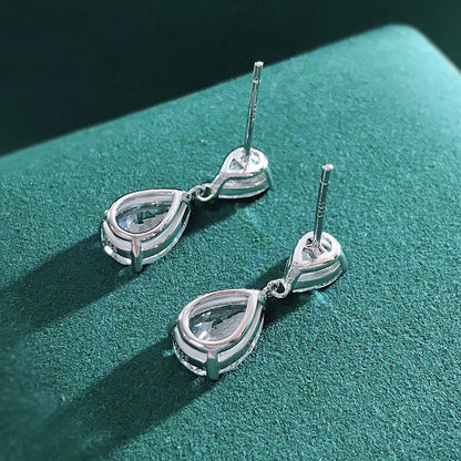 100% 925 Sterling Silver Water Drop High Carbon Diamond Drop Earrings For Women Sparkling Wedding Party Fine Jewelry Gift