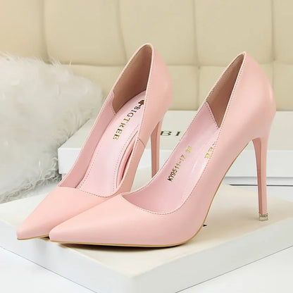 2023 Women 7.5cm 10.5cm High Heels Pumps Lady Wedding Bridal Scarpins Stripper Low Heels Plus Size Fetish Party Blue Pink Shoes
