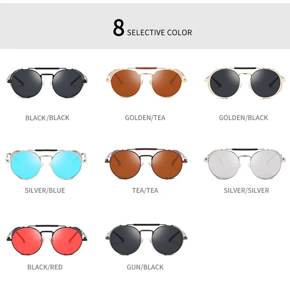Retro Round Metal Sunglasses Steampunk Men Women Brand Designer Glasses Oculos De Sol Shades UV Protection