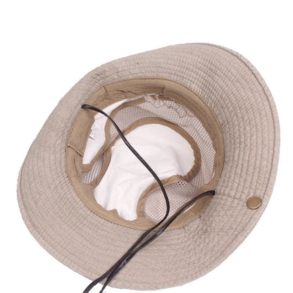Outdoor Bucket Hat Men Summer Breathable Panama Cap Cotton Jungle Fishing Mesh