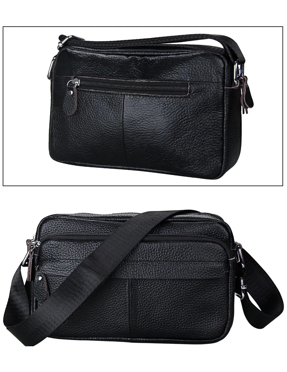 Genuine Cow Leather Casual Women Handbags Korean Single Zipper Solid Messenger Bags Soft Phone Pocket Crossbody Female Box Bag