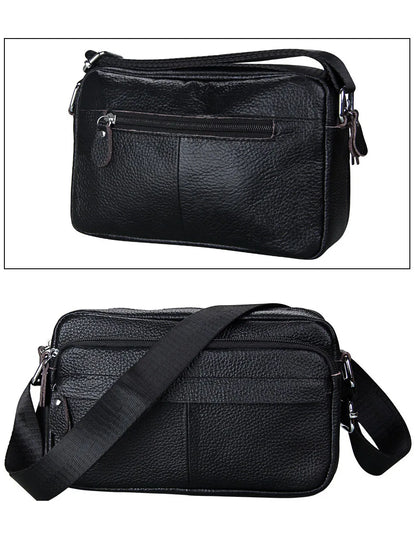 Genuine Cow Leather Casual Women Handbags Korean Single Zipper Solid Messenger Bags Soft Phone Pocket Crossbody Female Box Bag