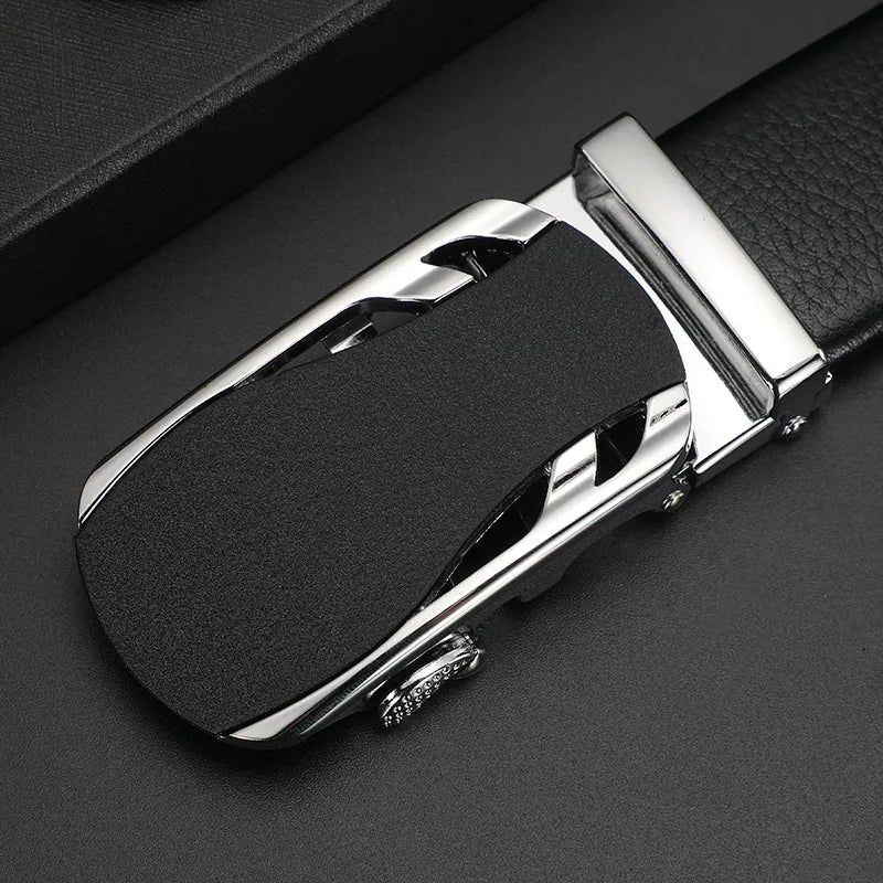 Men's Genuine Leather Automatic Buckle Belt Custom Engraved Name/Logo Ideal Waist Belt for Father's Day Personalized Gift