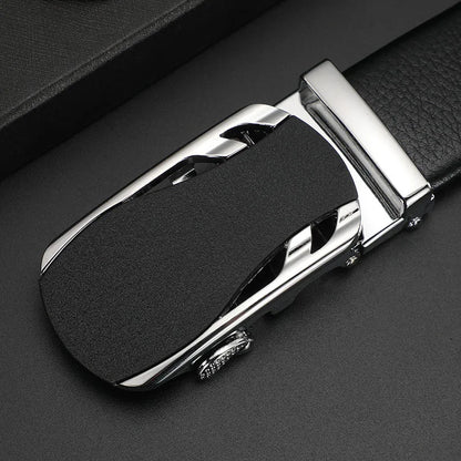 Men's Genuine Leather Automatic Buckle Belt Custom Engraved Name/Logo Ideal Waist Belt for Father's Day Personalized Gift