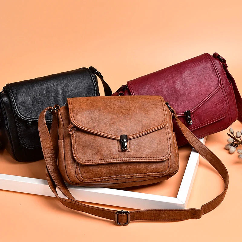 Vintage Shoulder Messenger Bags For Women 2024 New Purses And Handbags Soft Leather Crossbody Bags Casual Small Tote Bag Bolsos