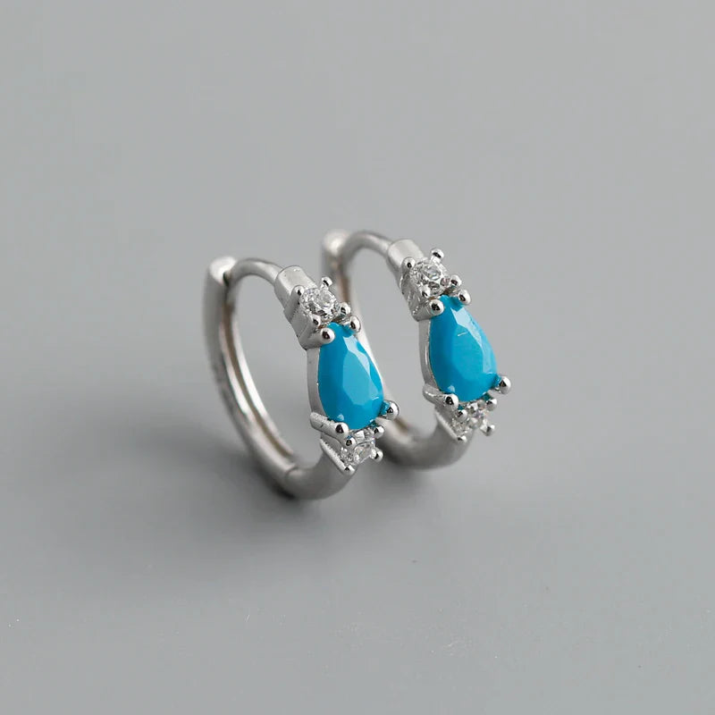 New Arrival Fashion Korean Blue Zircon Spike Geometric Stud Earrings for Women Real 925 Sterling Silver Gothic Jewelry
