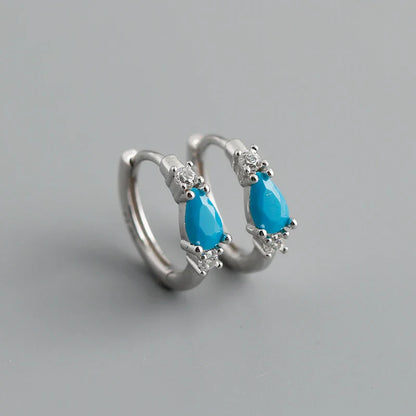 New Arrival Fashion Korean Blue Zircon Spike Geometric Stud Earrings for Women Real 925 Sterling Silver Gothic Jewelry