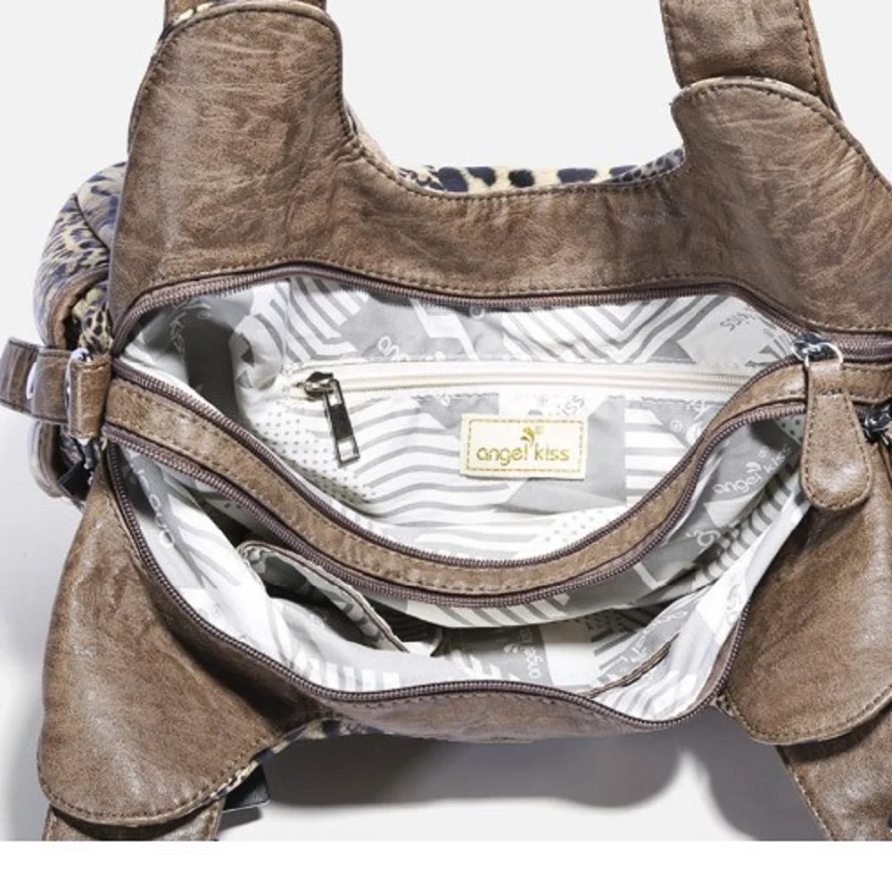 Women Handbags Leopard Bag Top-handle Handbag Fashion Satchel Dumpling Pack Shoulder Bag Tote Bag Hobos Large Purse