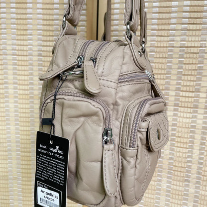 Women Small Handbags Satchel Top-handle Handbag PU Shoulder Bag 8”x11” Dumpling Pack Multi-pockets Shoulder Bag