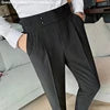 2024 Mens Elegant Formal Party Suits Pants Solid White Grey Pencil Trouser Korean Fashion Waist Buckle Suit Pants Men Streetwear