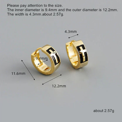 925 Sterling Silver Earring Colorful Dripping Oil Material Ear Ring Ear Buckle Rhombus Shape Trend Wild Girl Women Boy Ear Jewel