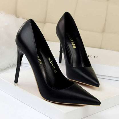2023 Women 7.5cm 10.5cm High Heels Pumps Lady Wedding Bridal Scarpins Stripper Low Heels Plus Size Fetish Party Blue Pink Shoes