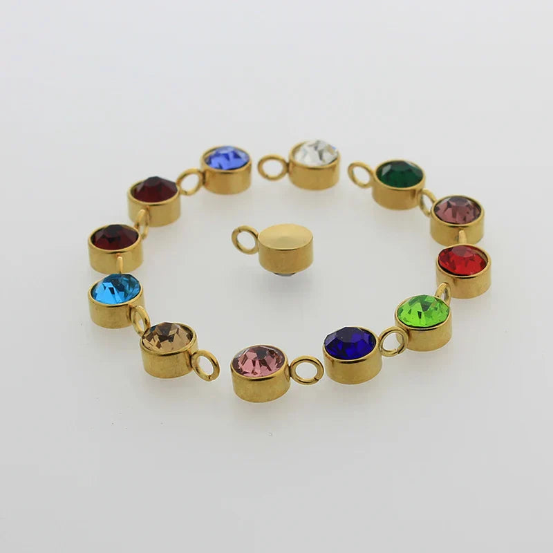 144Pcs/Lot Stainless Steel Birthstone Charms For Women Girl Pendant Earrings Bracelet Jewelry Gift Making DIY Accessories