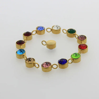 144Pcs/Lot Stainless Steel Birthstone Charms For Women Girl Pendant Earrings Bracelet Jewelry Gift Making DIY Accessories