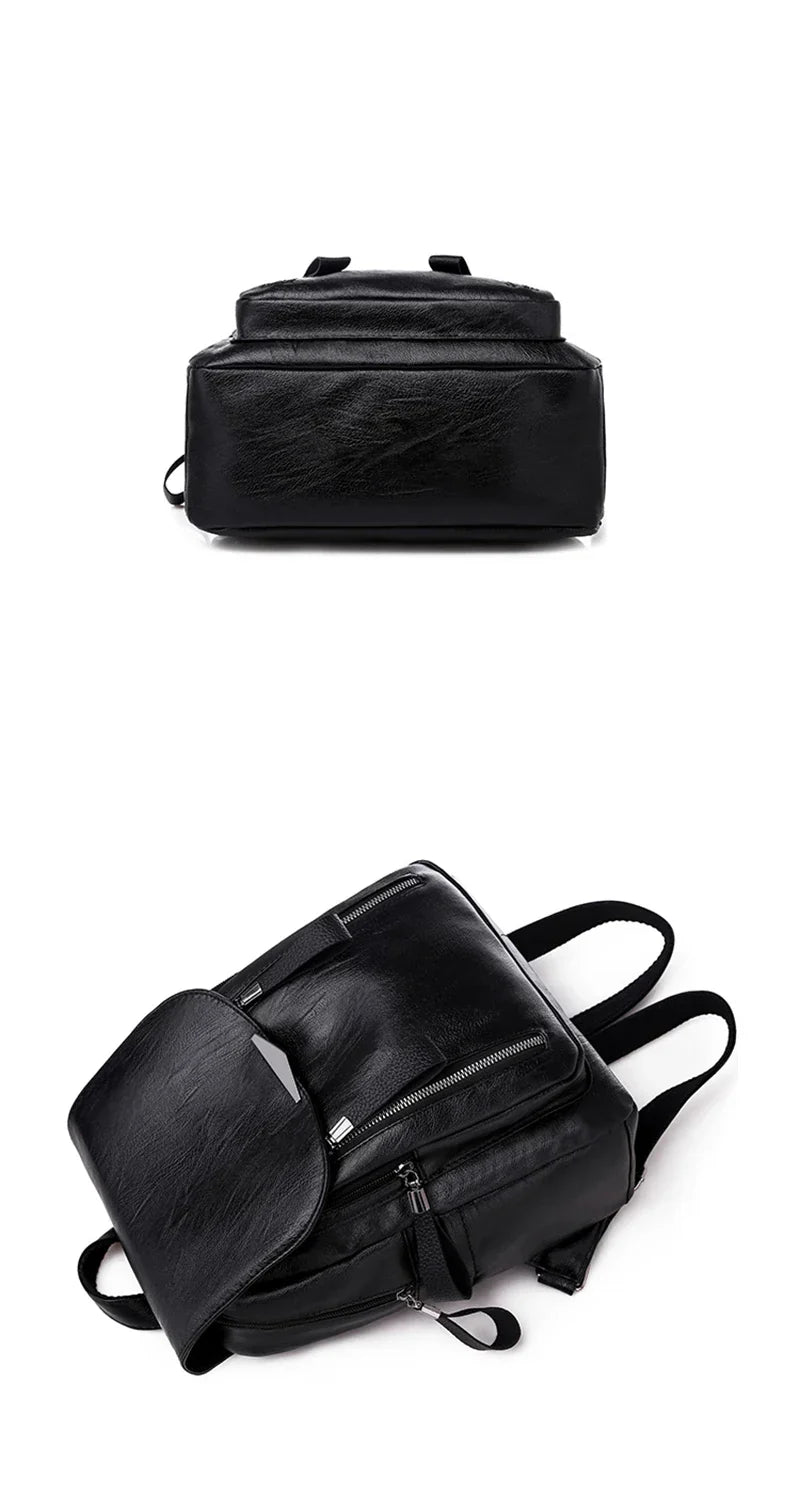 Luxury Backpack For Women Soft PU Leather Backpack Travel Large Capacity School Bag Double Zipper Business Knapsack