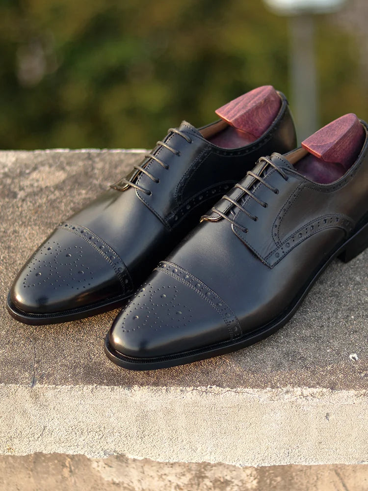 Men's Leather Brogues Dress Classic Office Formal Shoes Business Social Male Leather Wedding Shoes For Men Elegant DE03