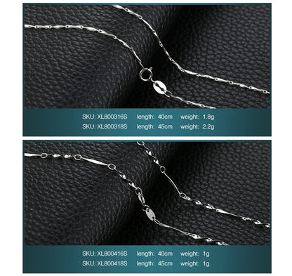 Genuine 100% 925 Sterling Silver Necklace Ingot Twisted Trace Belcher Snake Bar Singapore Box Chain Necklace Women