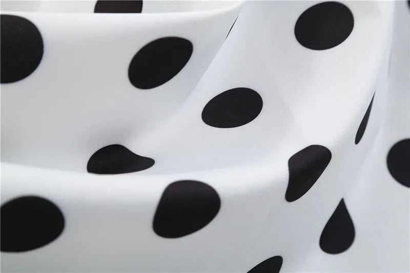 Women Vintage Long Sleeve Polka Dot Dress Spring Autumn New Year Party Dresses 3XL Black Vestidos