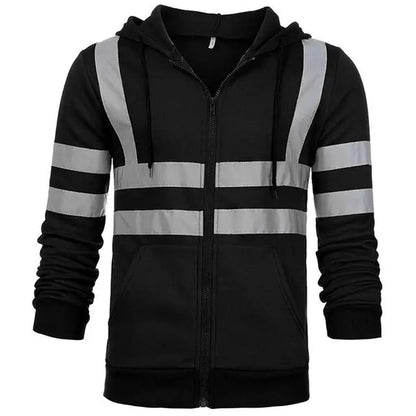 Safety Reflective Sweatshirt Men Winter Zipper Sweatshirts Hoodie Men Hoody Sweatshirts Male Black Hoodies For Men Workwear