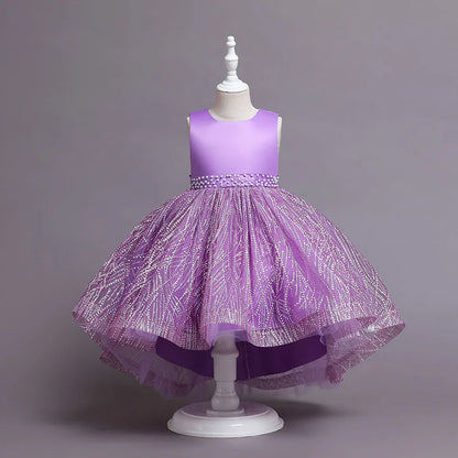 Summer Children's Wedding Celebration Party Evening Dress Sleeveless Sequins Formal Ball Birthday Party Girl Princess Dress