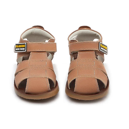 Children frosted genuine leather beach sandals boys barefoot non-slip sandals with cowhide lining baby soft Navy blue sandals