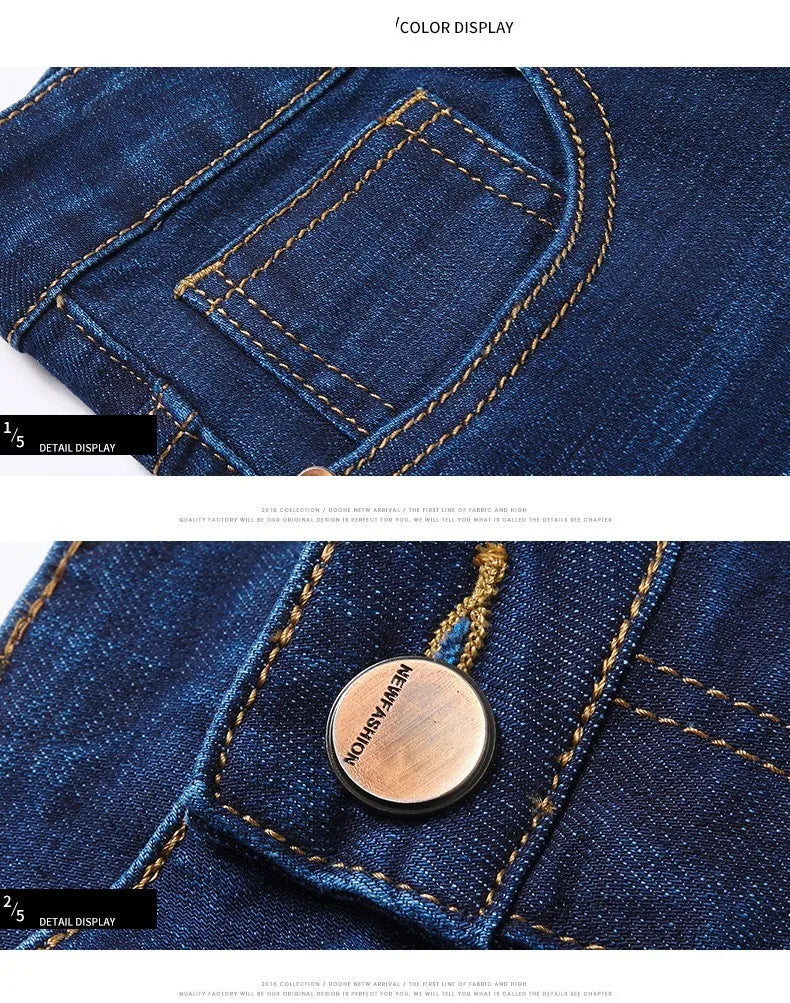 2023 Men's Stretch Black Jeans Classic Style Business Fashion Pure Slim-fit Denim Pants Male Brand Casual Trousers