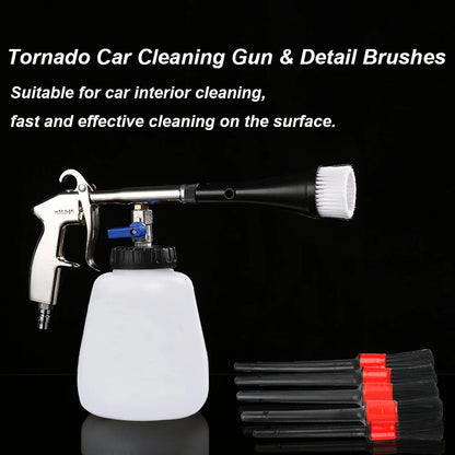 Escova de Detalhes para Lavadora de Alta Pressão Tornado, Pistola de Limpeza Profunda para Interior de Carro com Escova, Acionada a Ar, Conector Europeu