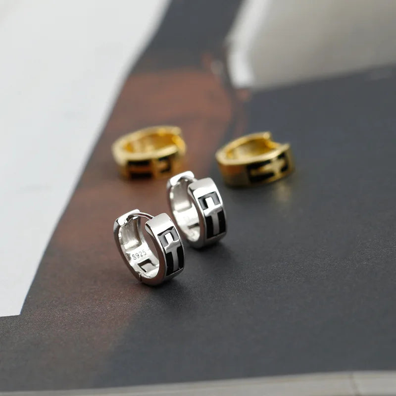 925 Sterling Silver Earring Colorful Dripping Oil Material Ear Ring Ear Buckle Rhombus Shape Trend Wild Girl Women Boy Ear Jewel