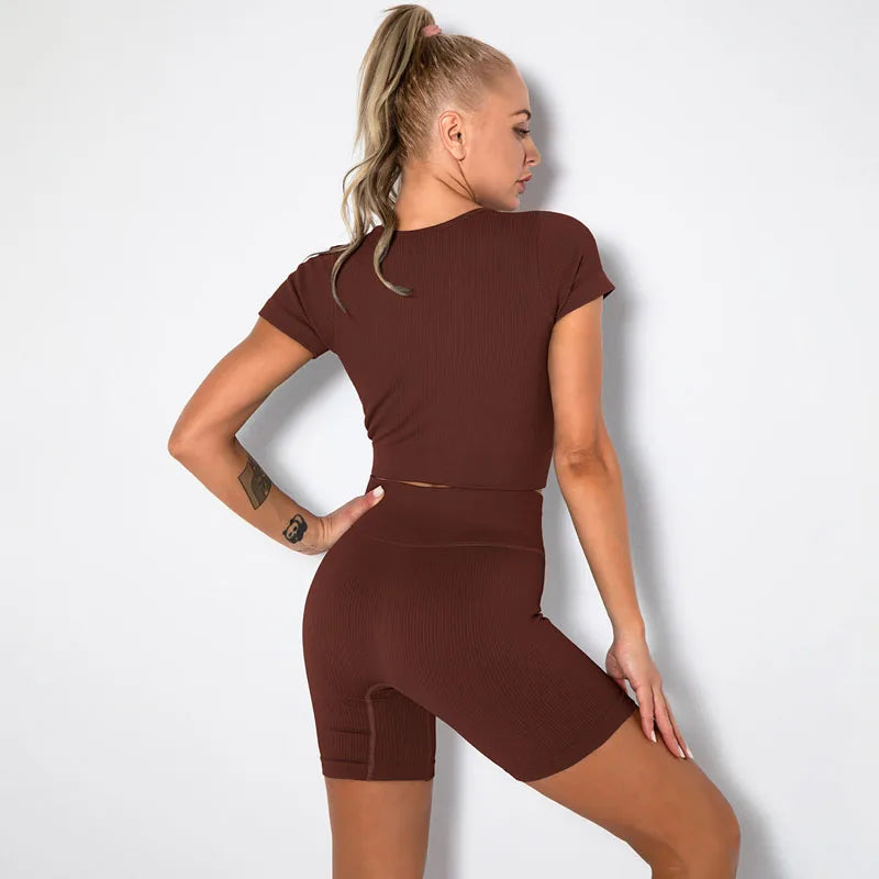 2/4/6PCS Seamless Women Yoga Set Workout Sportswear Fitness Bra Sport Pants Gym Clothing High Waist Leggings Shorts Sports Suits