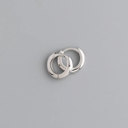 Real 925 Sterling Silver Minimalist Bohemian Round Ear Buckle for Women Punk Unisex Rock Hoop Earring Jewelry Accessories