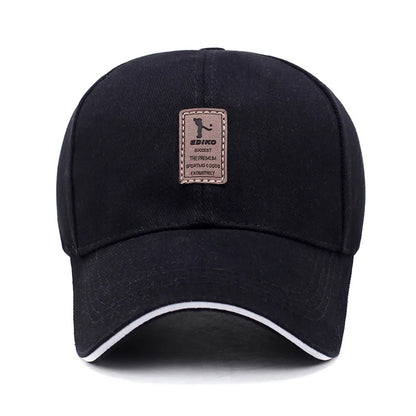 Men Structured Baseball Cap Solid Cotton Snapback Spring Autumn Women Label Stick
