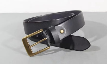 Luxury Handmade Leather Copper Buckle Man's Belt Cinturon Gotico Cowhide Retro All-match Casual Jeans Soft Belt ABC