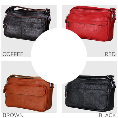 Genuine Cow Leather Casual Women Handbags Korean Single Zipper Solid Messenger Bags Soft Phone Pocket Crossbody Female Box Bag