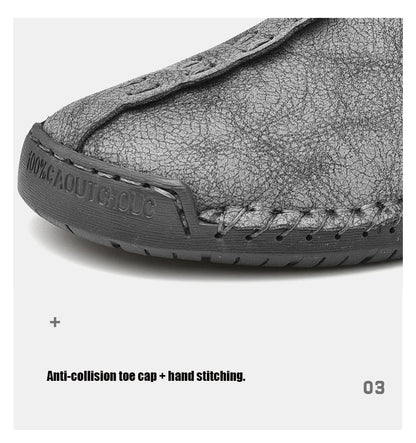 Handmade Leather Men Shoes Casual Slip On Loafers Breathable Leather Shoes Men FlatsTooling Shoes Plus Size