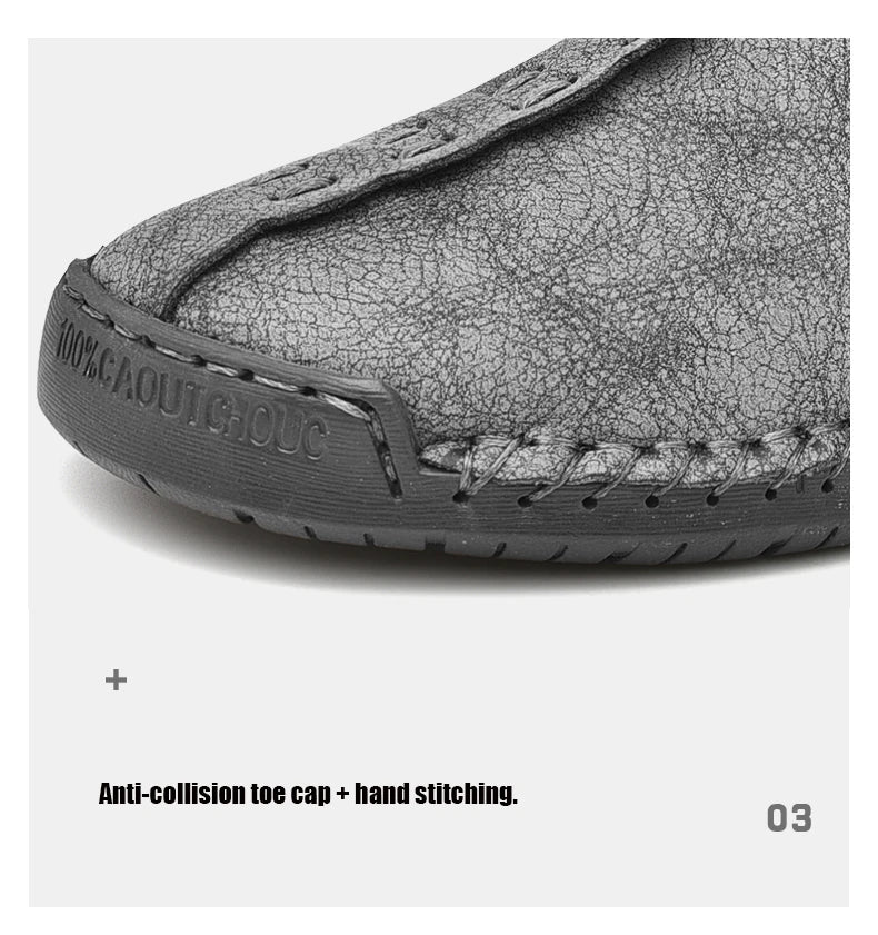 Handmade Leather Men Shoes Casual Slip On Loafers Breathable Leather Shoes Men Flats Hot Sale Moccasins Outdoor Shoes Plus Size