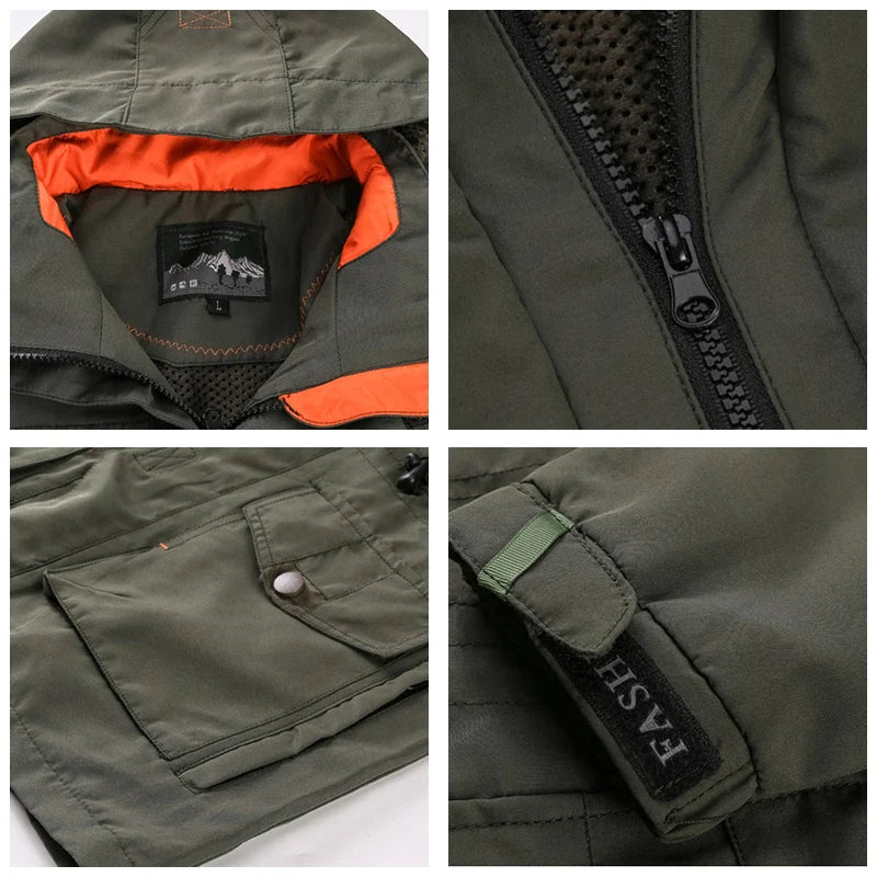 Men’s hooded outdoor windbreaker jacket, windproof casual coat, spring autumn camping, M–XXL