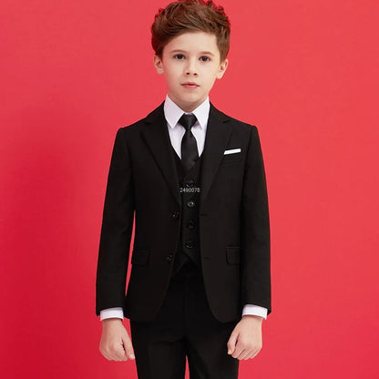 Boys Black 007 Wedding Suit Kids Formal Blazer Clothing Set Gentleman Children Day Graduation Chorus Performance Dress Costume