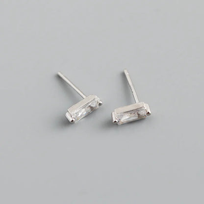 925 Sterling Silver Colorful Square Shiny Zircon Beads Piercing Stud Earrings for Women Fashion Gothic Exquisite Jewelry
