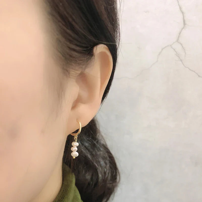 Real 925 Sterling Silver Natural Freshwater Baroque Pearl Stud Earrings for Women Bohemian Charming Jewelry Trend 2021